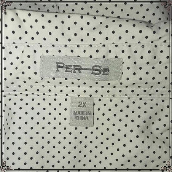 Per Se Micro Dot Button Down Cotton Top Size 2X - Picture 7 of 7